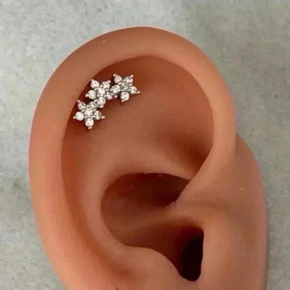 Modest Lu Jewelry - Silver Flower Arch Crystal Flower Cartilage Earring 

Brand New